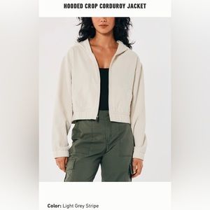 Hooded Crop Corduroy Jacket